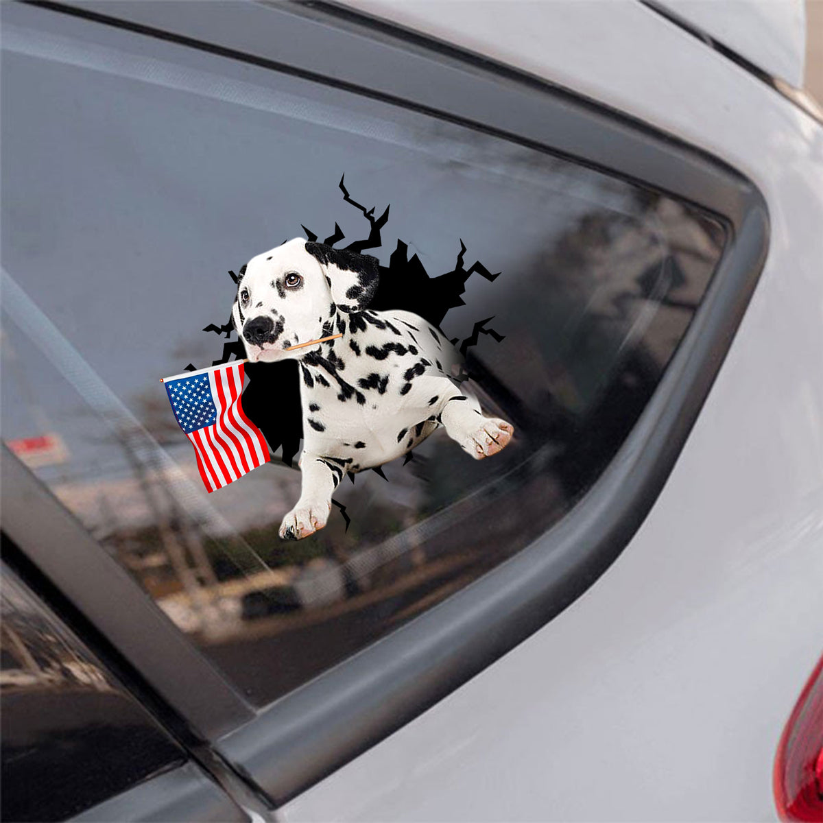 Dalmatian And American Flag Independent Day Car Sticker Decal