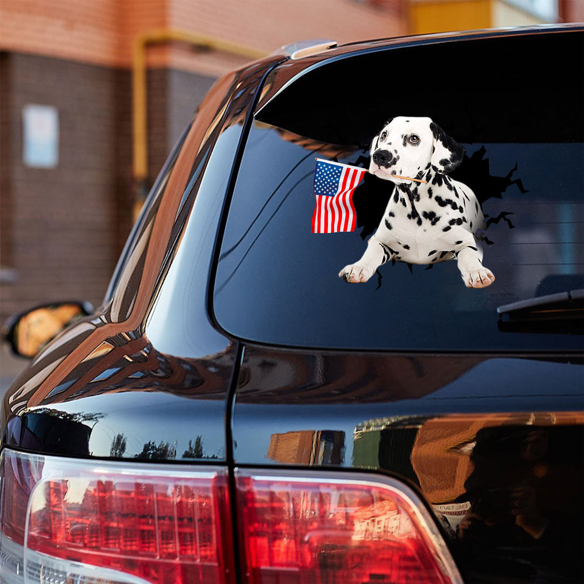 Dalmatian And American Flag Independent Day Car Sticker Decal