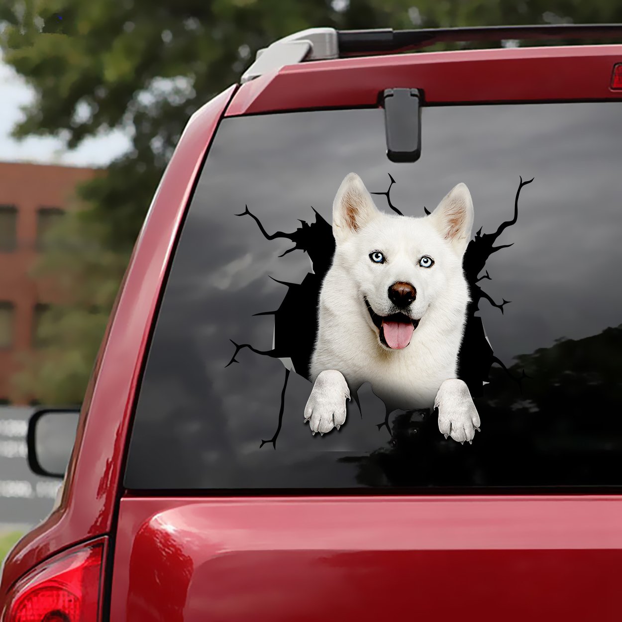 White Siberian Husky Car Sticker