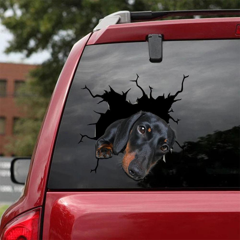 Dachshund Crack Car Sticker, Toilet Sticker, Fridge Sticker (16)