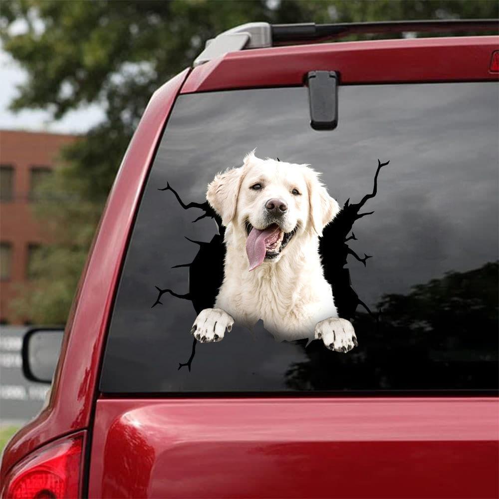 Golden Retriever Crack Car Sticker, Toilet Sticker, Fridge Sticker 26