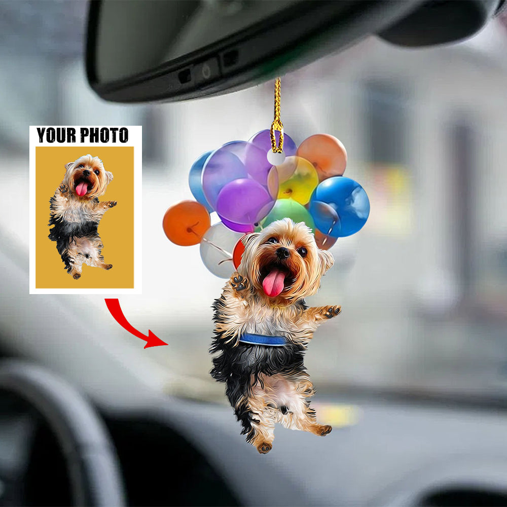 Personalized Photo Mica Ornament-Fly With Bubbles Car Hanging Ornament- For Dog Lover