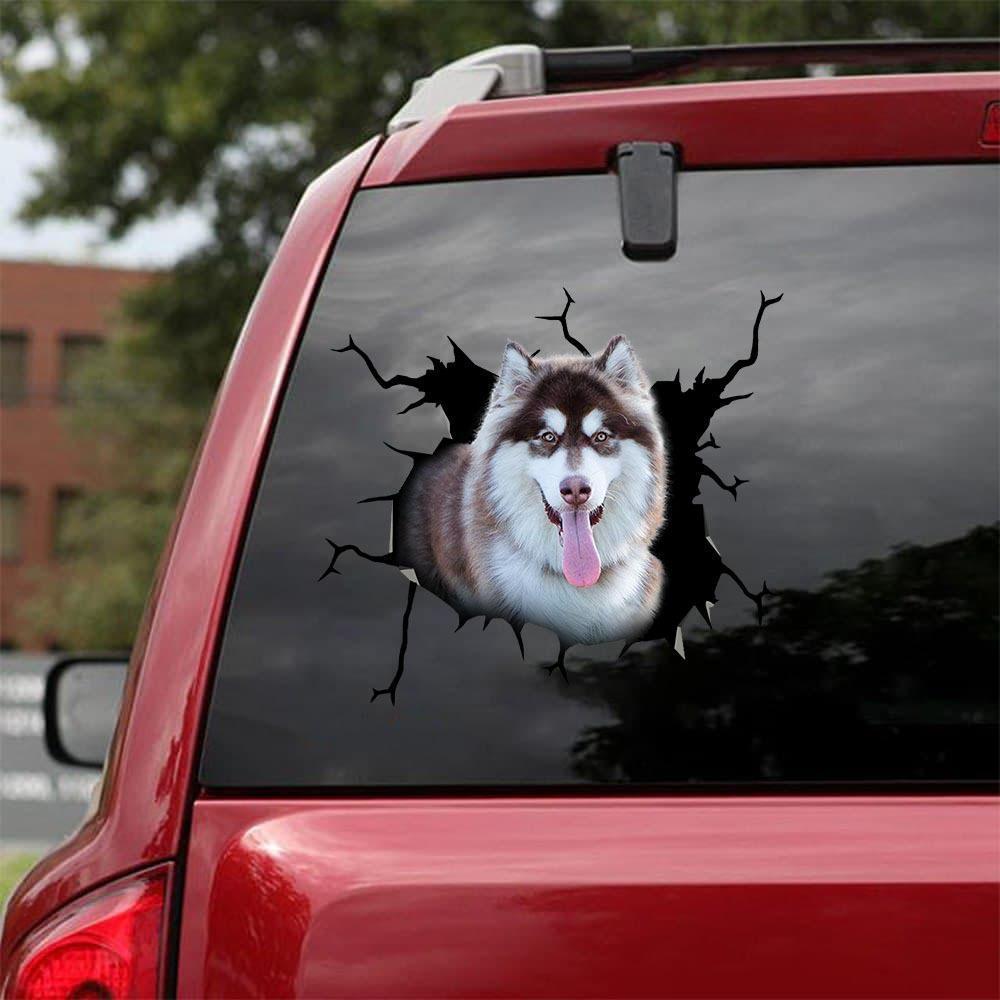 Alaskan Malamute Crack Car Sticker, Toilet Sticker, Fridge Sticker 4