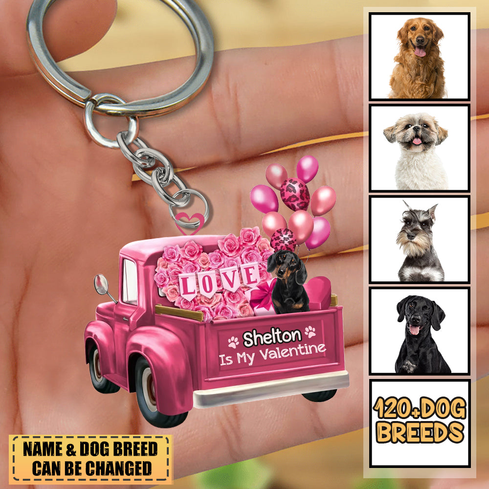 Personalized My Dog Is My Valentine Acrylic Keychain