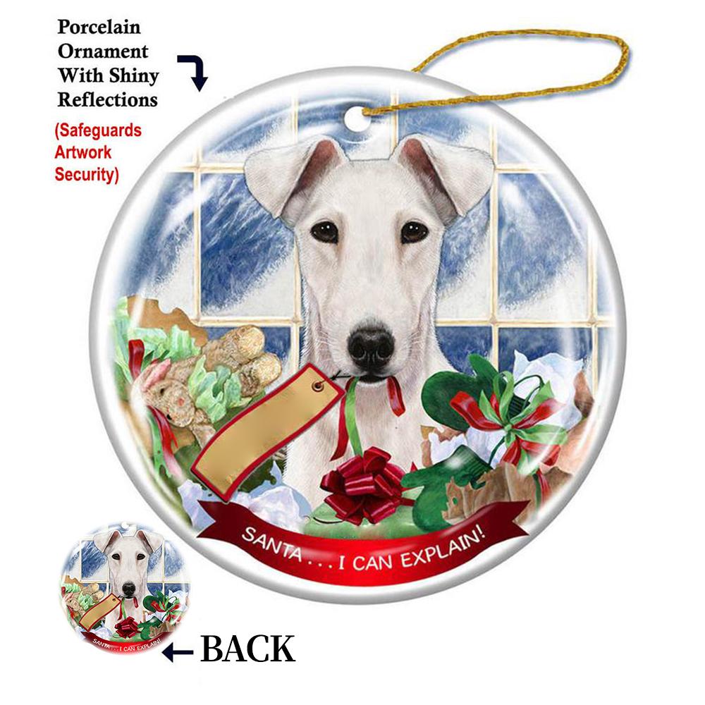 Fox terrier white Porcelain Hanging Ornament