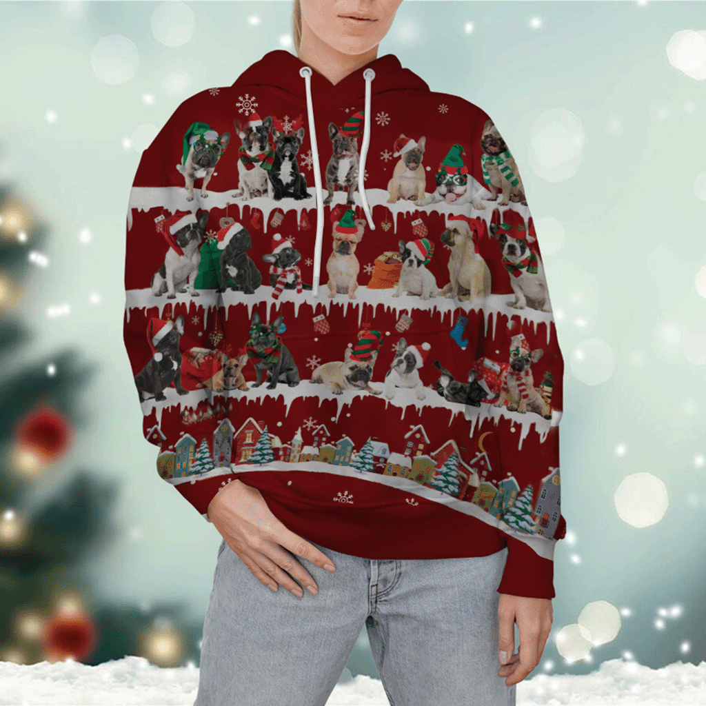 French Bulldog - Snow Christmas - 3D Hoodie