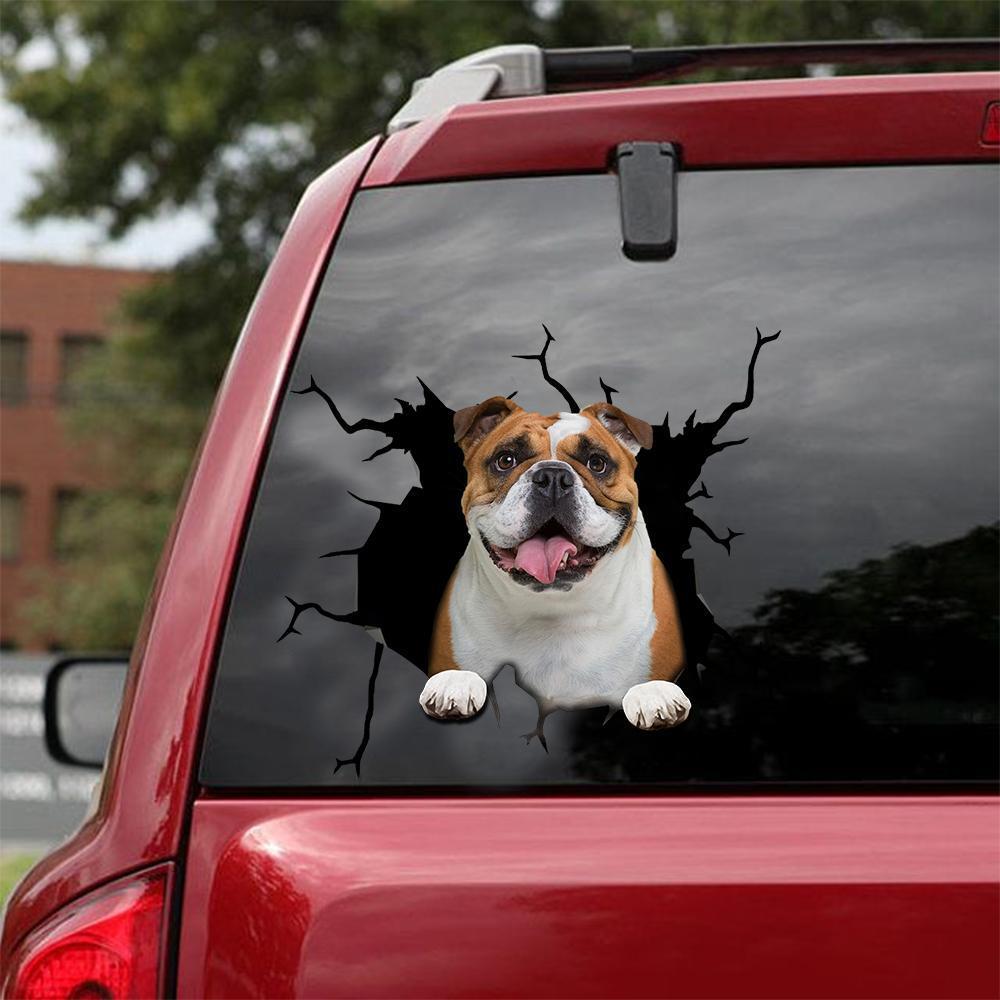 Bulldog English Bulldog Crack Car Sticker, Toilet Sticker, Fridge Sticker 14