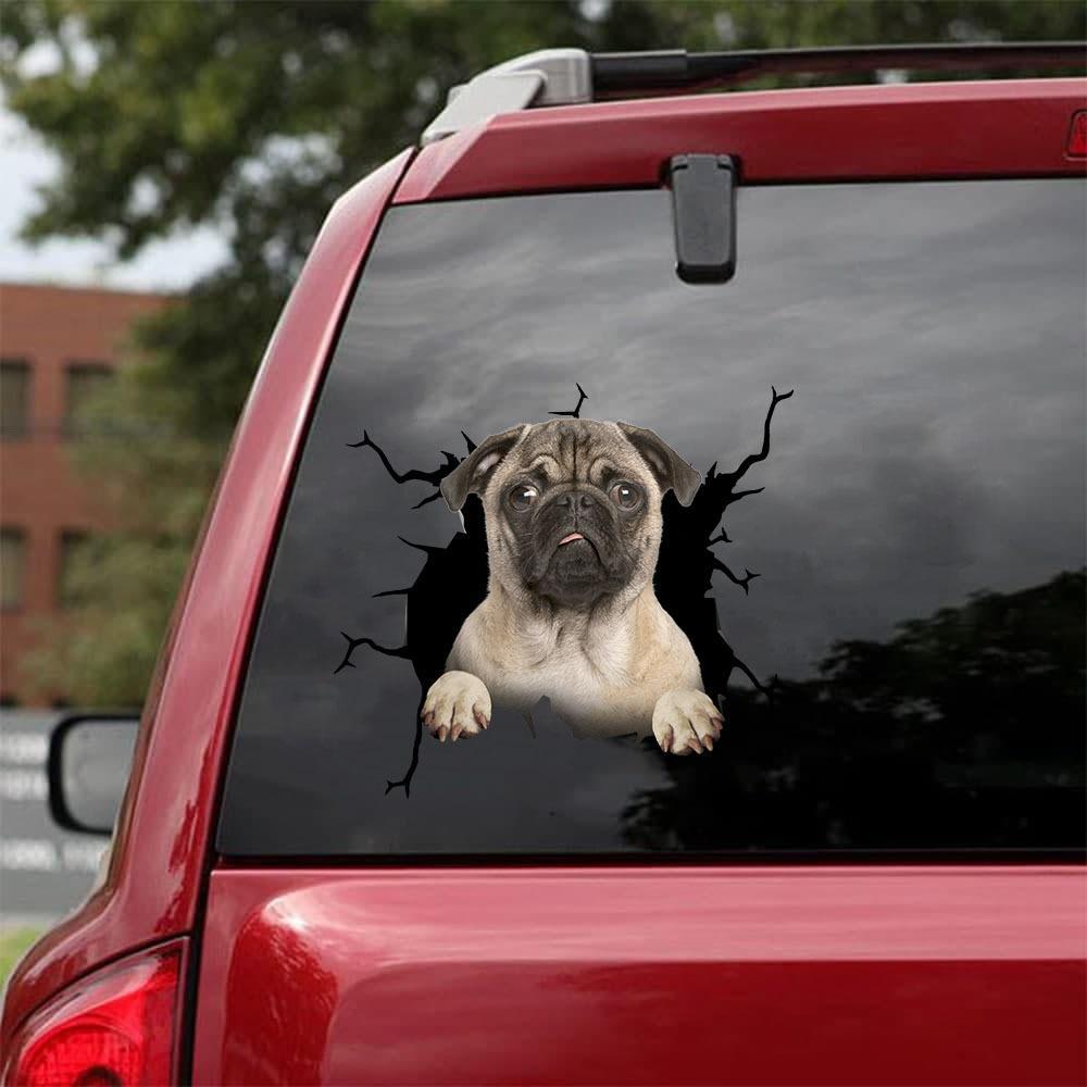 Pug Crack Car Sticker 5