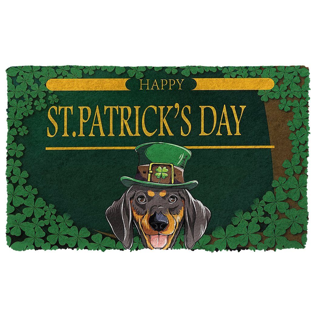 Noodever 3D Happy St Patrick Day Dachshund Doormat