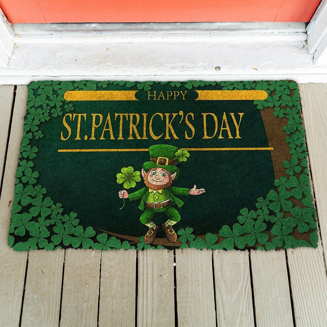 Noodever 3D Happy St Patrick Day Leprechaun Doormat