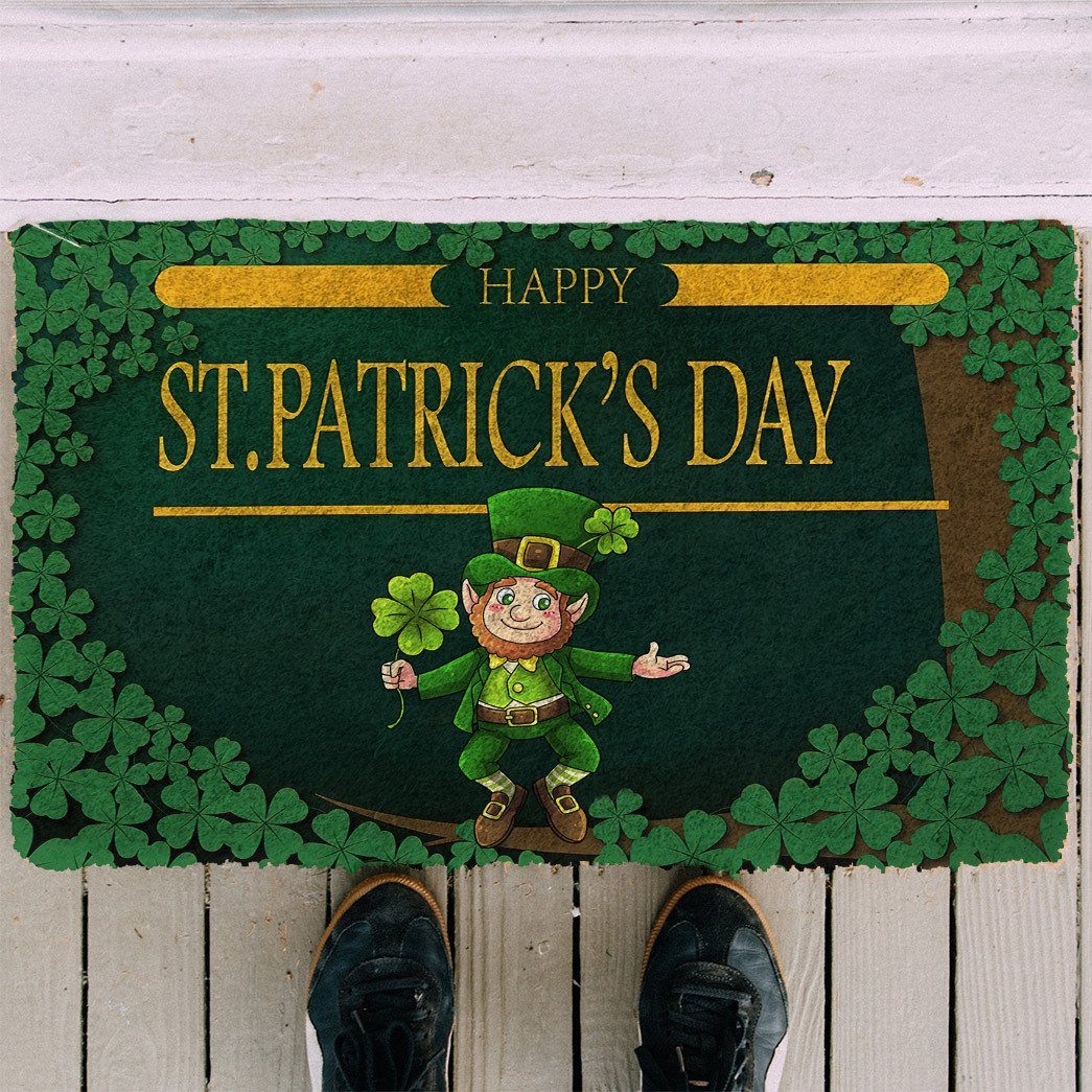 Noodever 3D Happy St Patrick Day Leprechaun Doormat