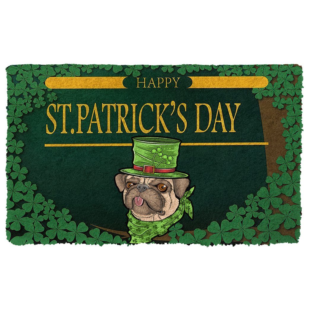 Noodever 3D Happy St Patrick Day Pug Doormat