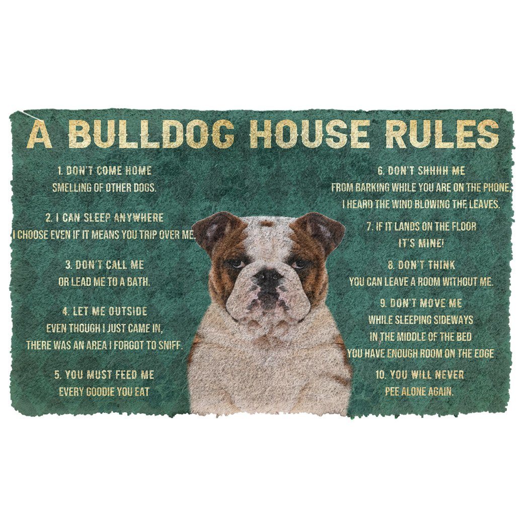 Noodever 3D House Rules Bulldog Dog Doormat