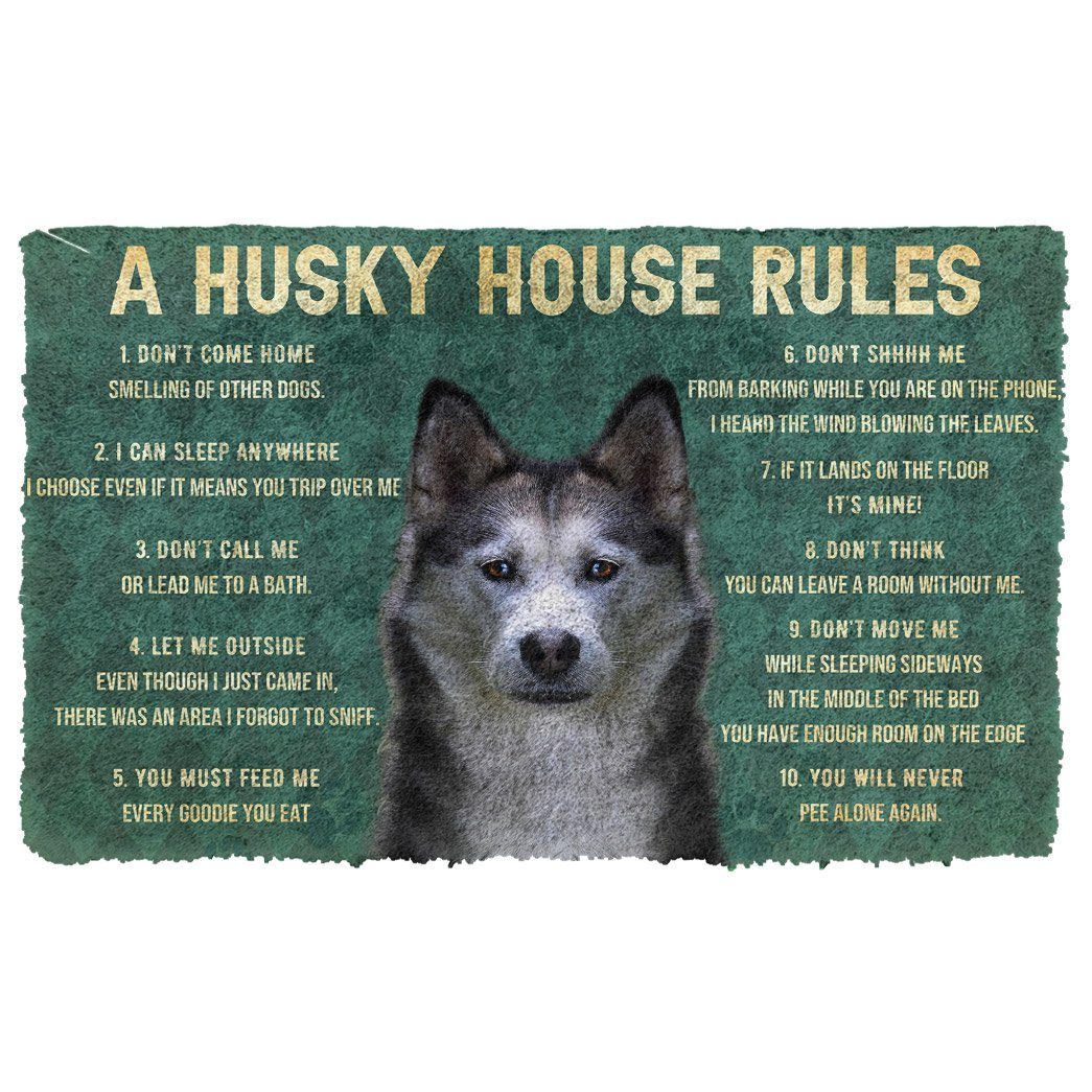 Noodever 3D House Rules Husky Dog Doormat