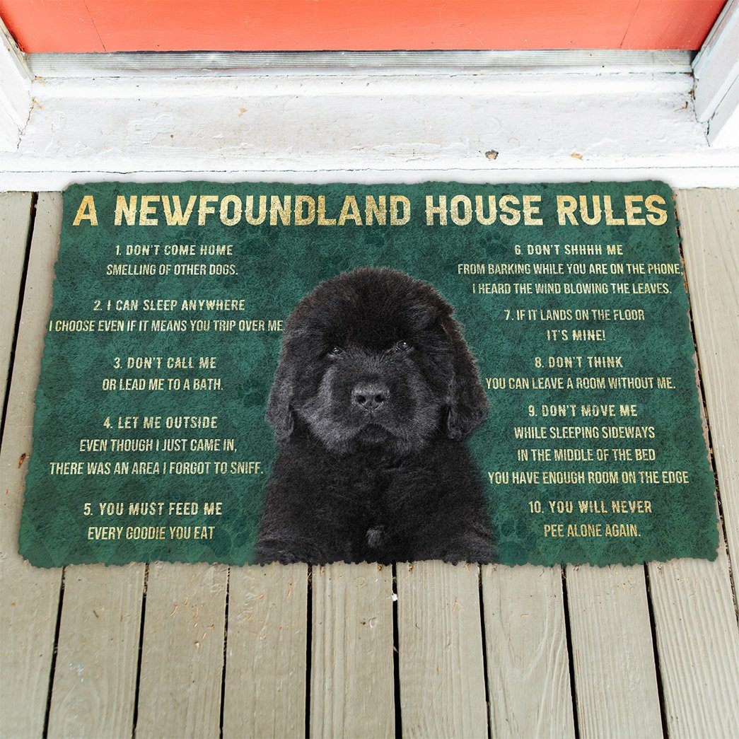 Noodever 3D House Rules Newfoundland Dog Doormat