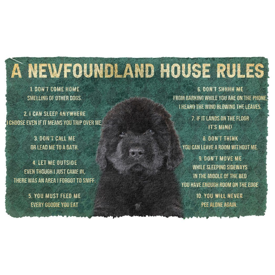 Noodever 3D House Rules Newfoundland Dog Doormat