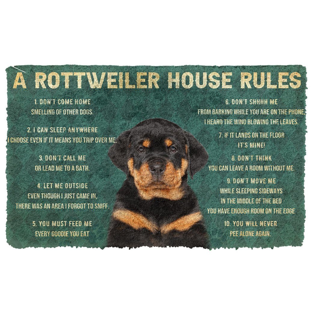 Noodever 3D House Rules Rottweiler Dog Doormat