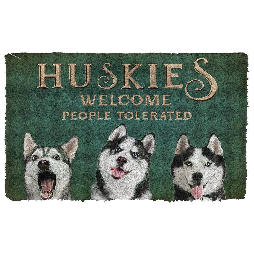 Noodever 3D Huskies Welcome People Tolerated Doormat