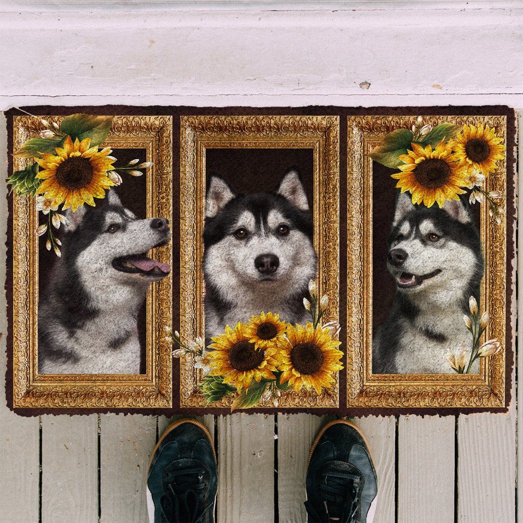 Noodever 3D Husky Sunflower Doormat