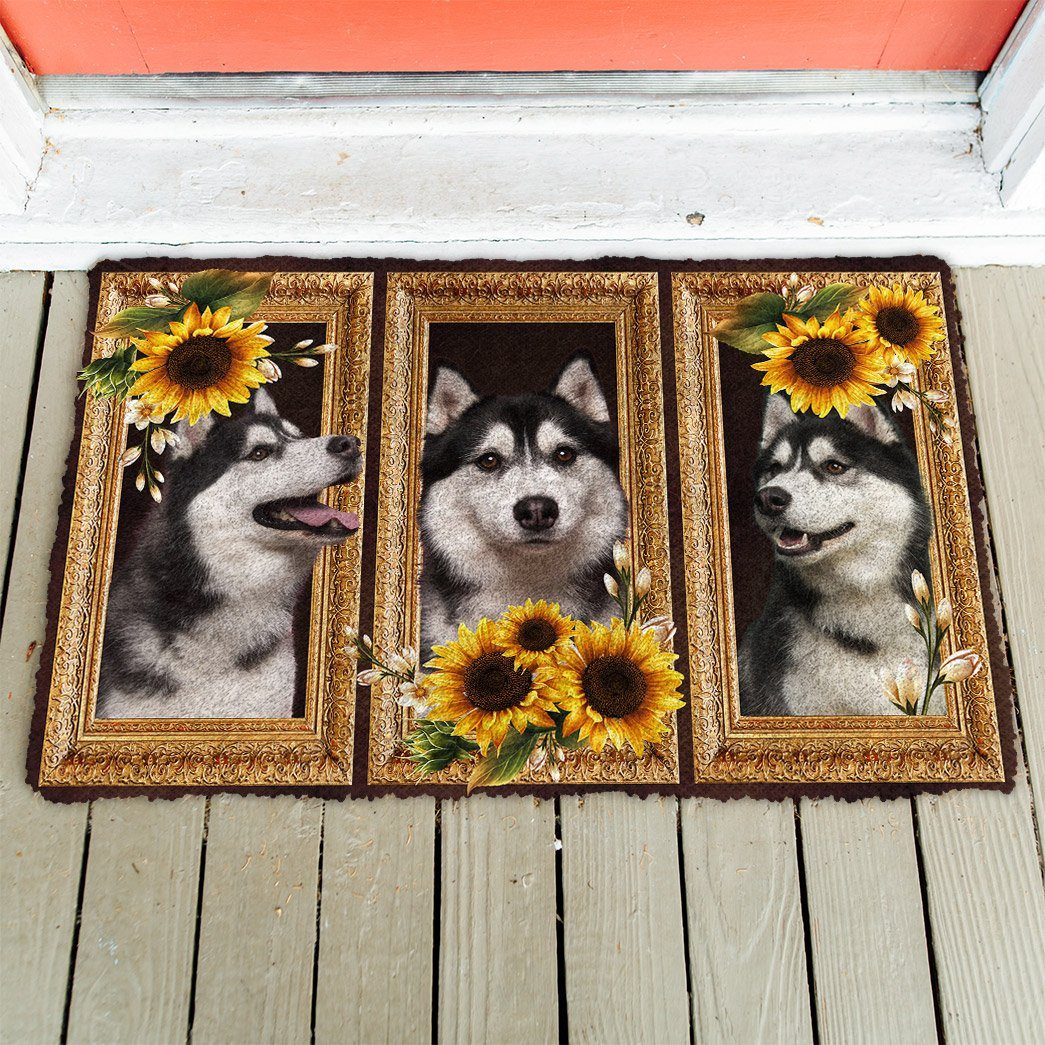Noodever 3D Husky Sunflower Doormat