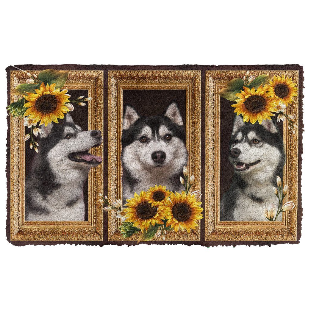 Noodever 3D Husky Sunflower Doormat