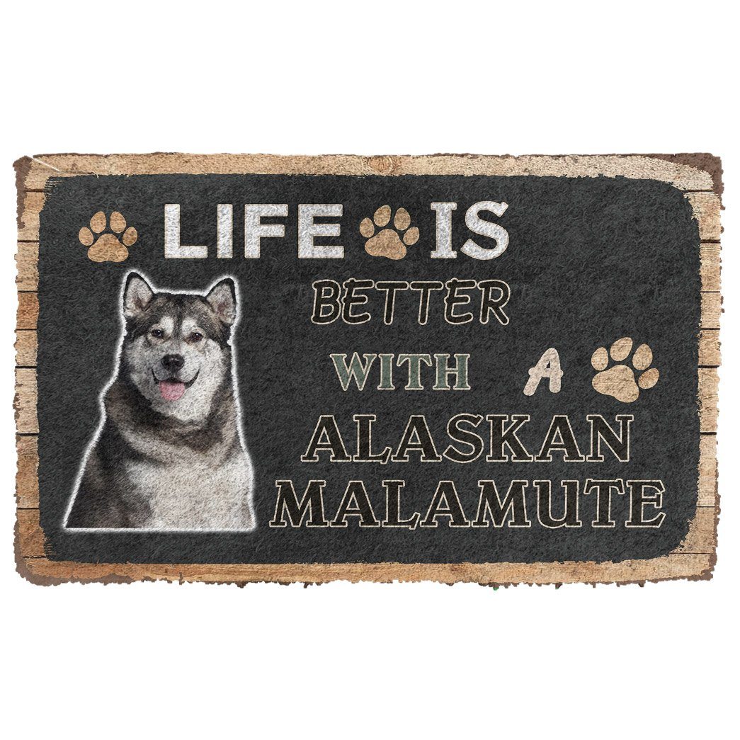 Noodever 3D Life Is Better With A Alaskan Malamute Doormat