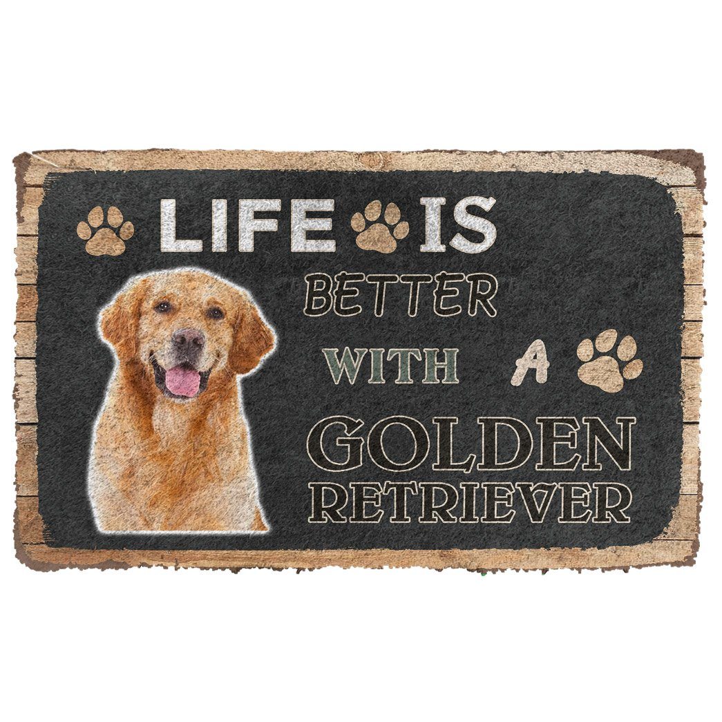 Noodever 3D Life Is Better With A Golden Retriever Doormat