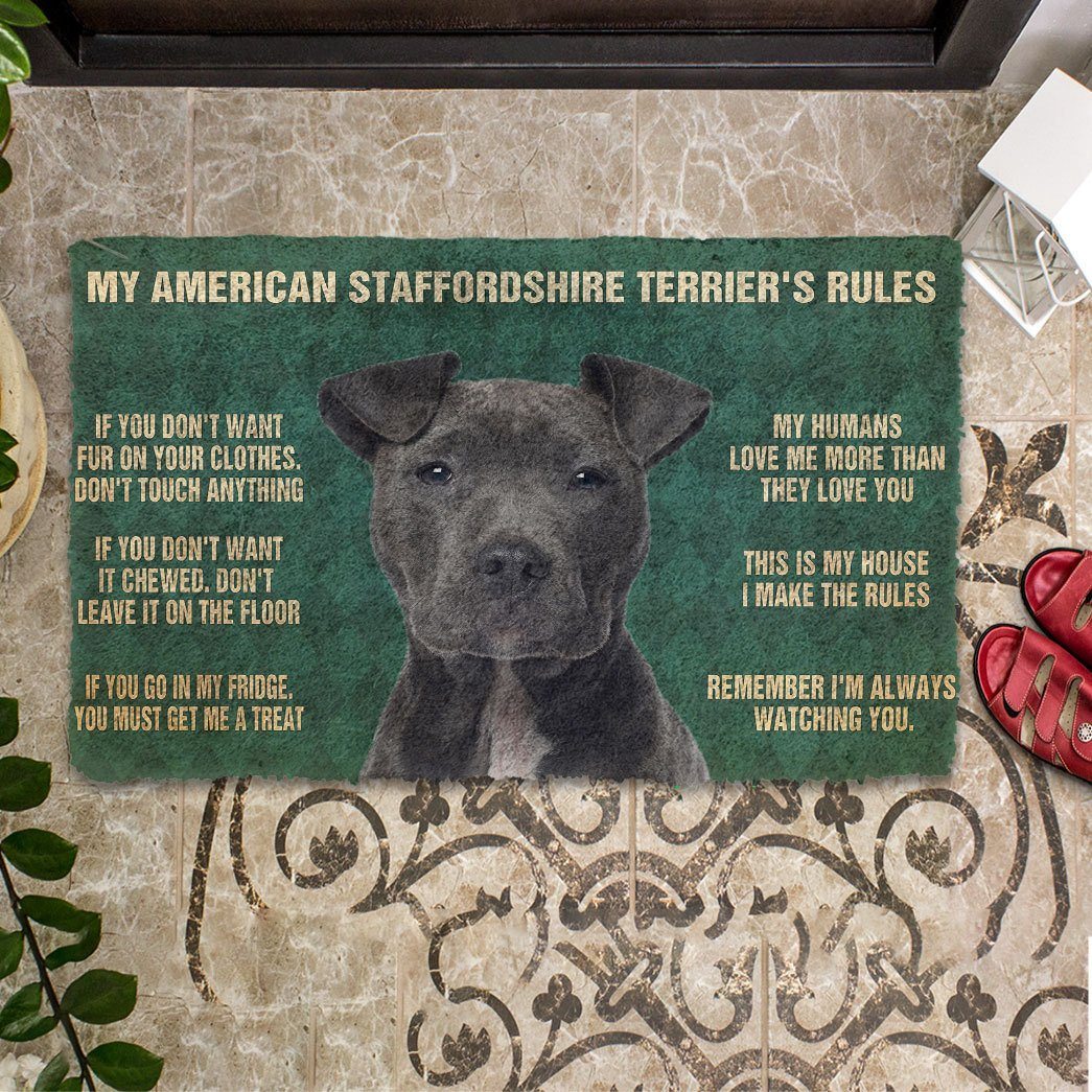 Noodever 3D My American Staffordshire Terrier's Rules Doormat