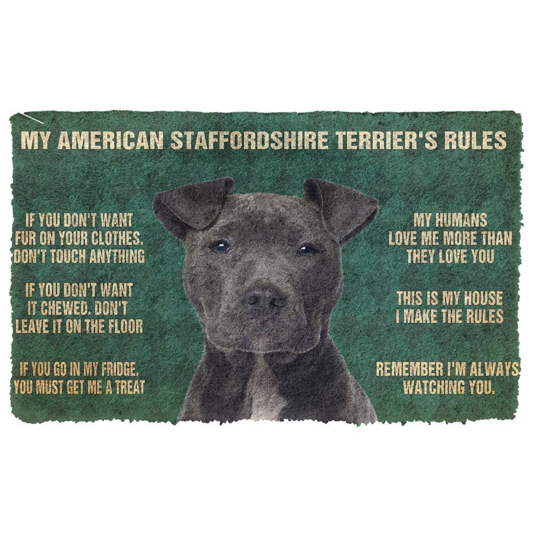 Noodever 3D My American Staffordshire Terrier's Rules Doormat