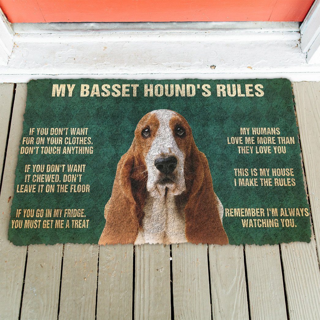 Noodever 3D My Basset Hound's Rules Doormat