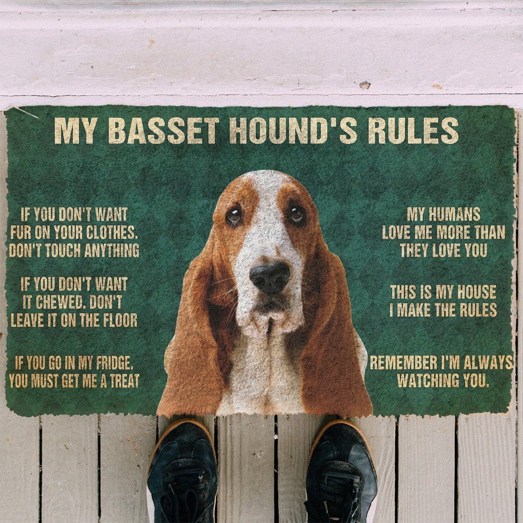 Noodever 3D My Basset Hound's Rules Doormat