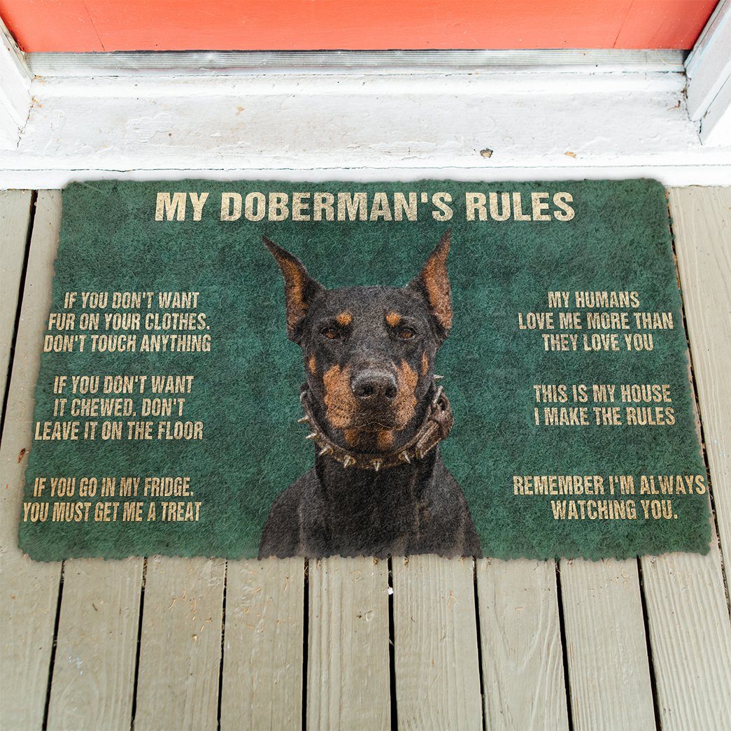 Noodever 3D My Doberman's Rules Doormat