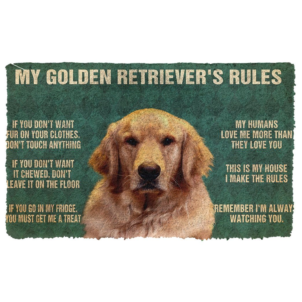 Noodever 3D My Golden Retriever's Rules Doormat