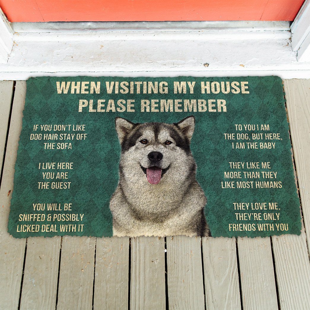 Noodever 3D Please Remember Alaskan Malamute Dogs House Rules Doormat