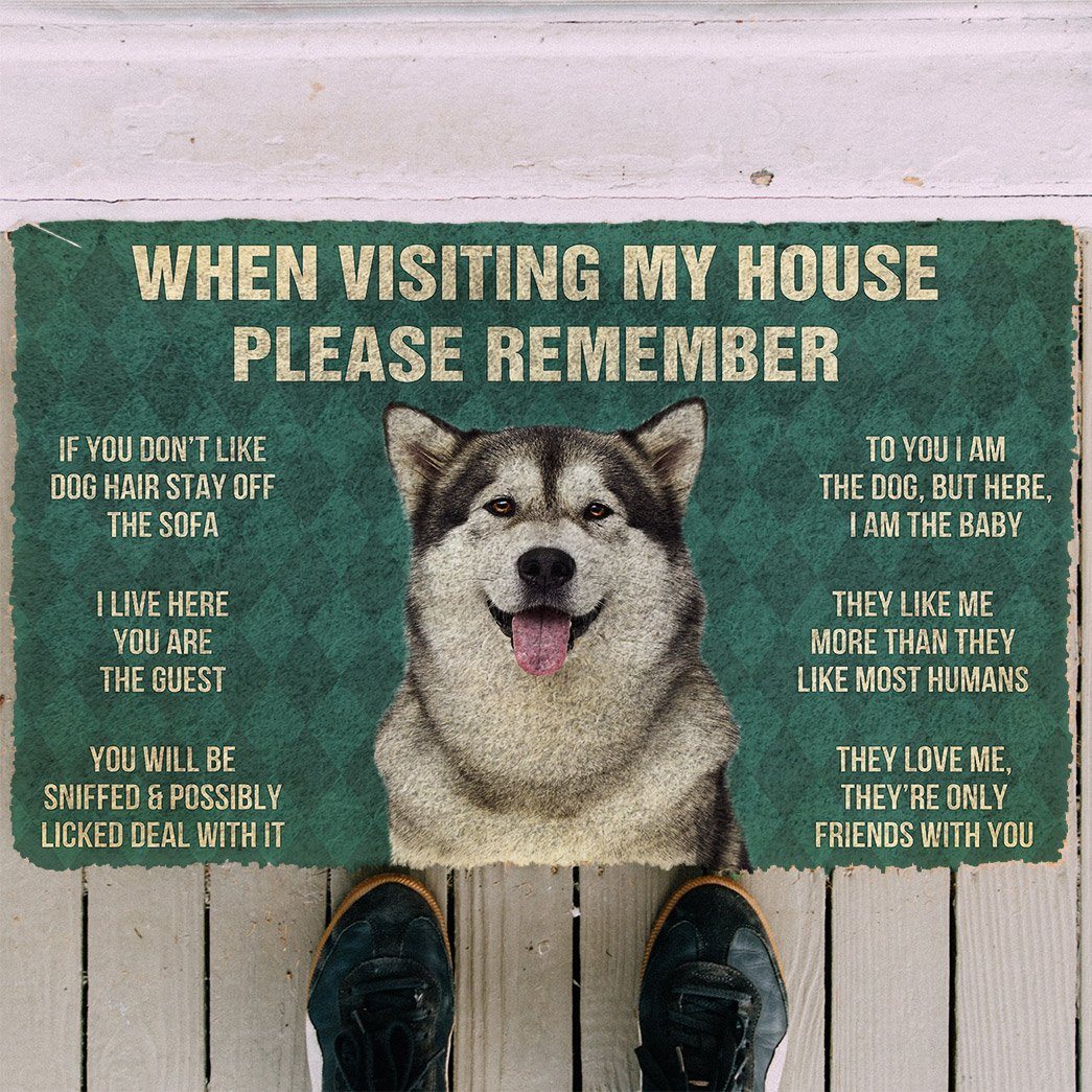 Noodever 3D Please Remember Alaskan Malamute Dogs House Rules Doormat