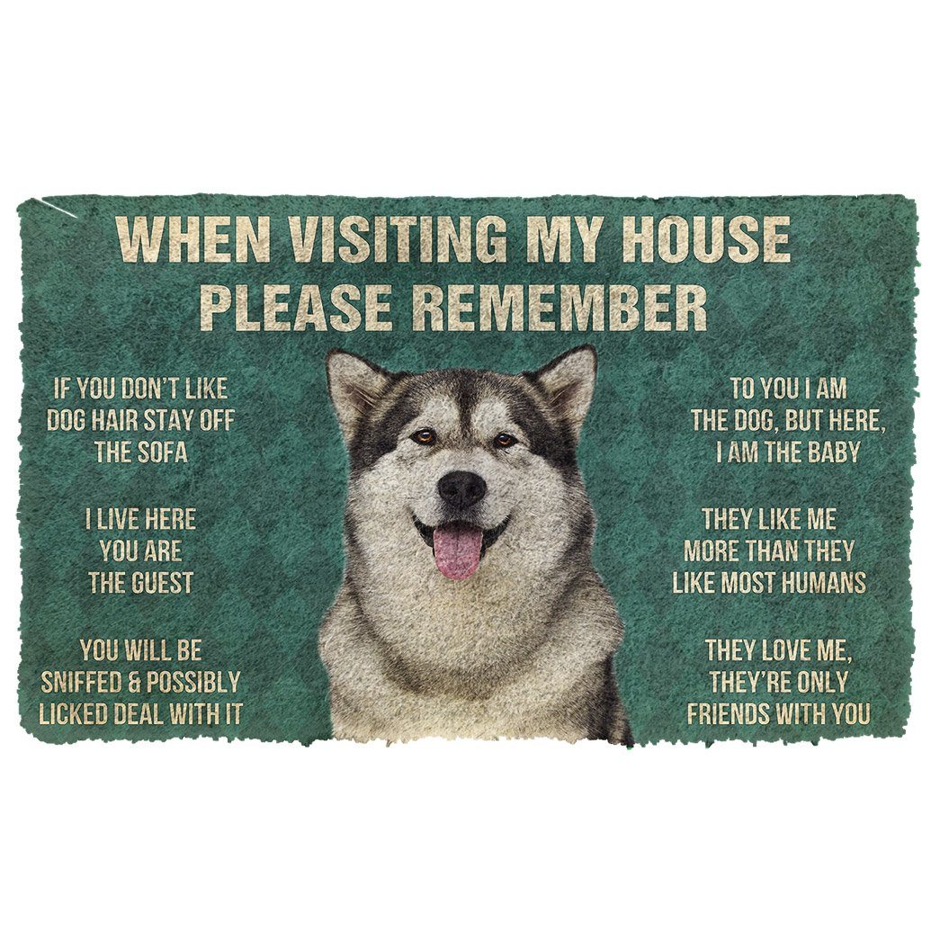 Noodever 3D Please Remember Alaskan Malamute Dogs House Rules Doormat