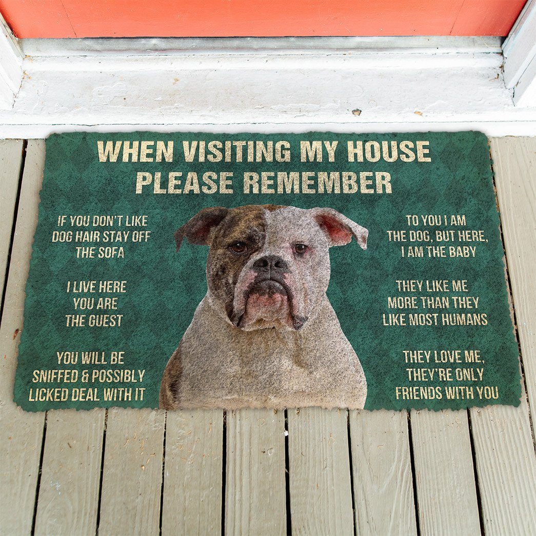 Noodever  3D Please Remember American Bulldog Dog's House Rules Doormat