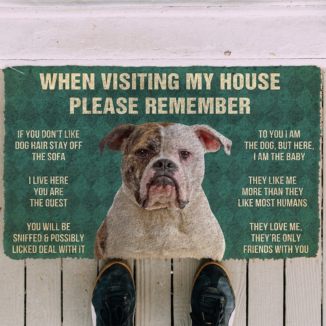 Noodever  3D Please Remember American Bulldog Dog's House Rules Doormat