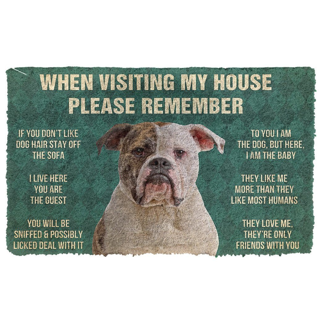 Noodever  3D Please Remember American Bulldog Dog's House Rules Doormat