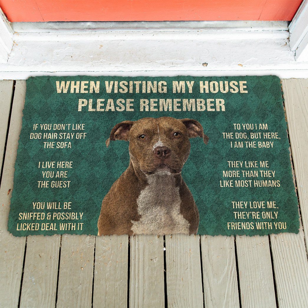 Noodever  3D Please Remember American Staffordshire Terrier Dogs House Rules Doormat