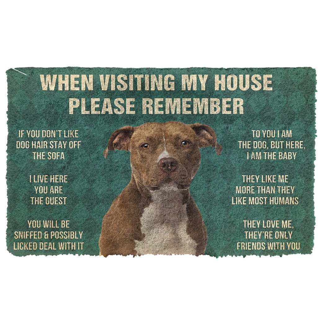 Noodever  3D Please Remember American Staffordshire Terrier Dogs House Rules Doormat