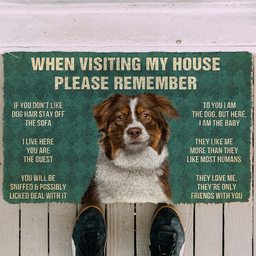 Noodever  3D Please Remember Australian Shepherd Dogs House Rules Doormat