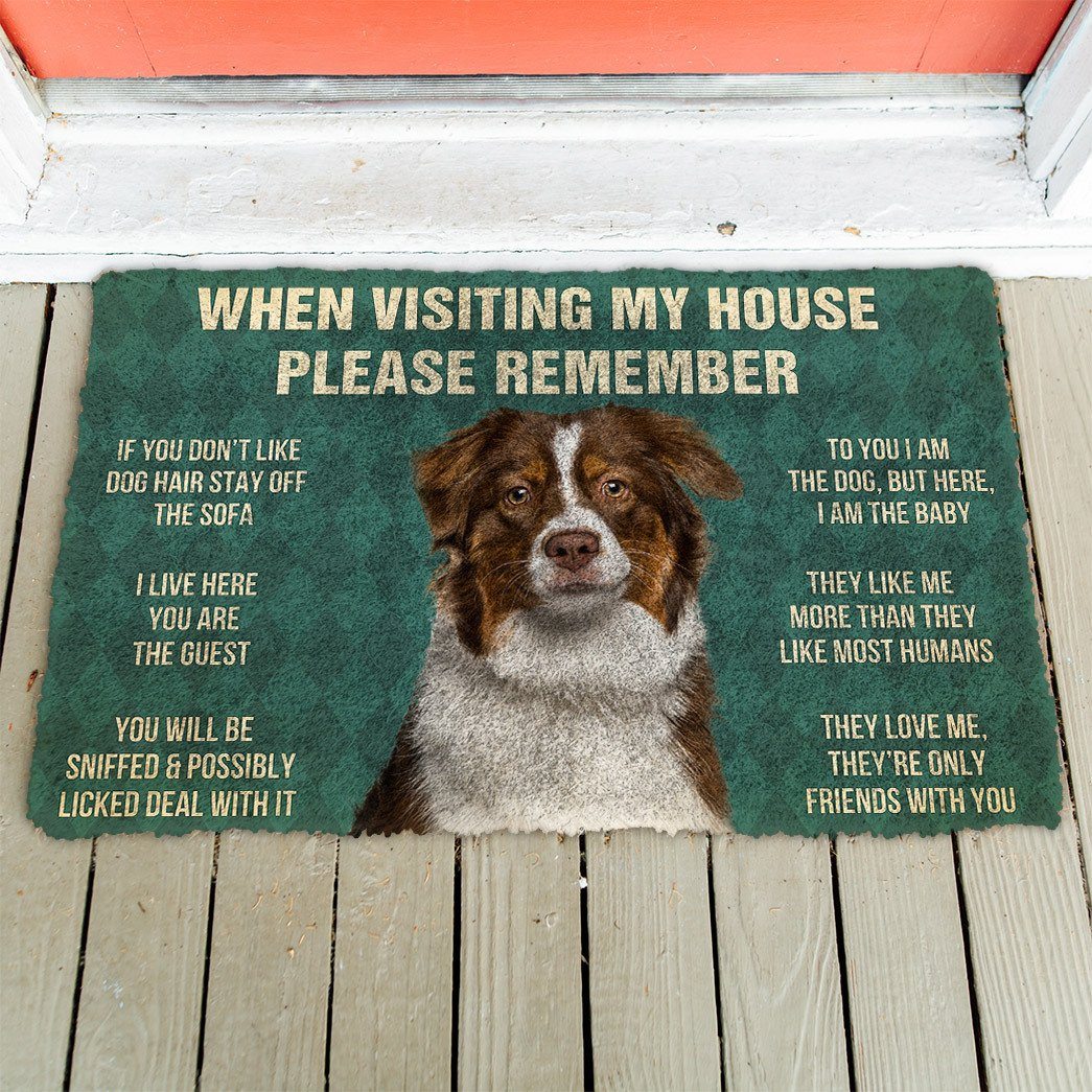Noodever  3D Please Remember Australian Shepherd Dogs House Rules Doormat
