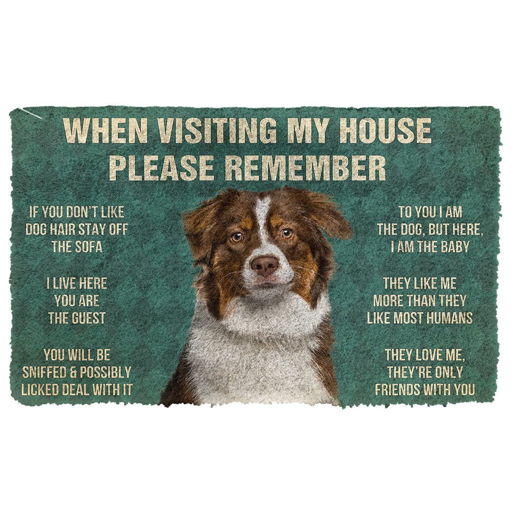 Noodever  3D Please Remember Australian Shepherd Dogs House Rules Doormat