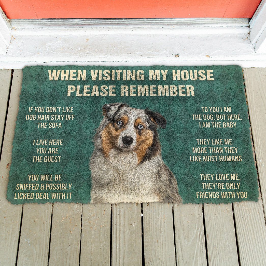 Noodever  3D Please Remember Australian Shepherd Dog's House Rules Doormat