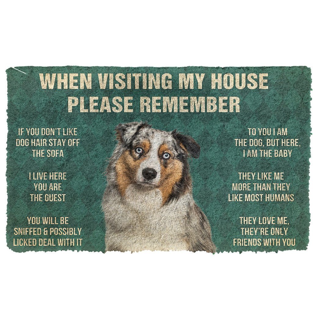 Noodever  3D Please Remember Australian Shepherd Dog's House Rules Doormat
