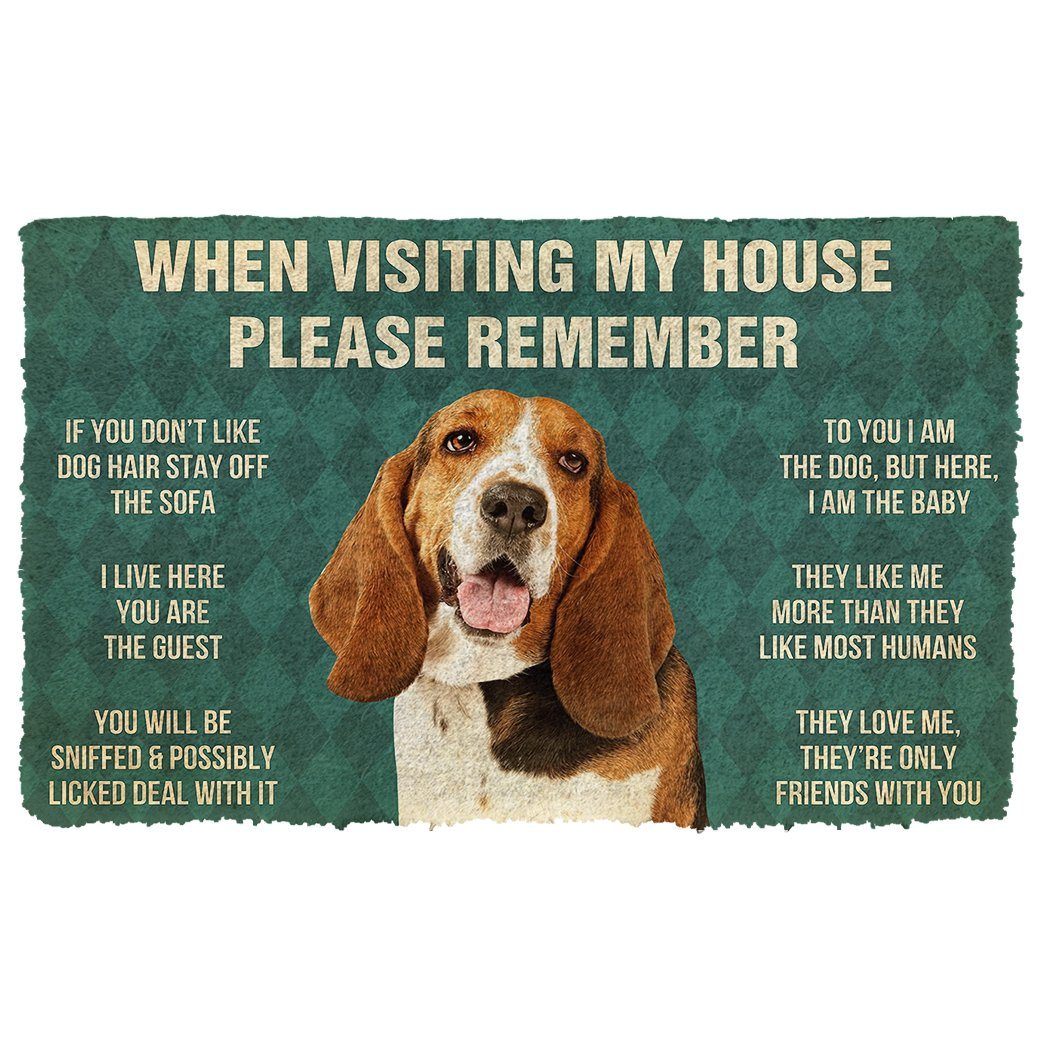 Noodever 3D Please Remember Basset Hound Dogs House Rules Doormat