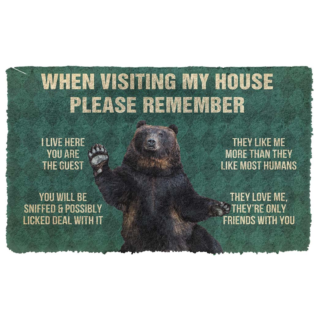 Noodever 3D Please Remember Black Bears House Rule Doormat