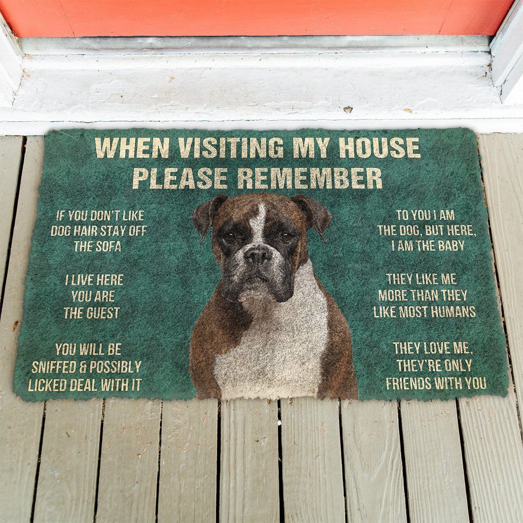 Noodever  3D Please Remember Boxer Dog's House Rules Doormat
