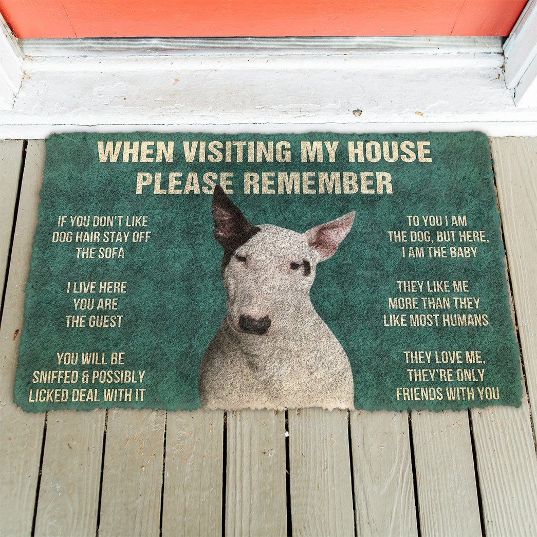 Noodever 3D Please Remember Bull Terrier Dog's House Rules Doormat